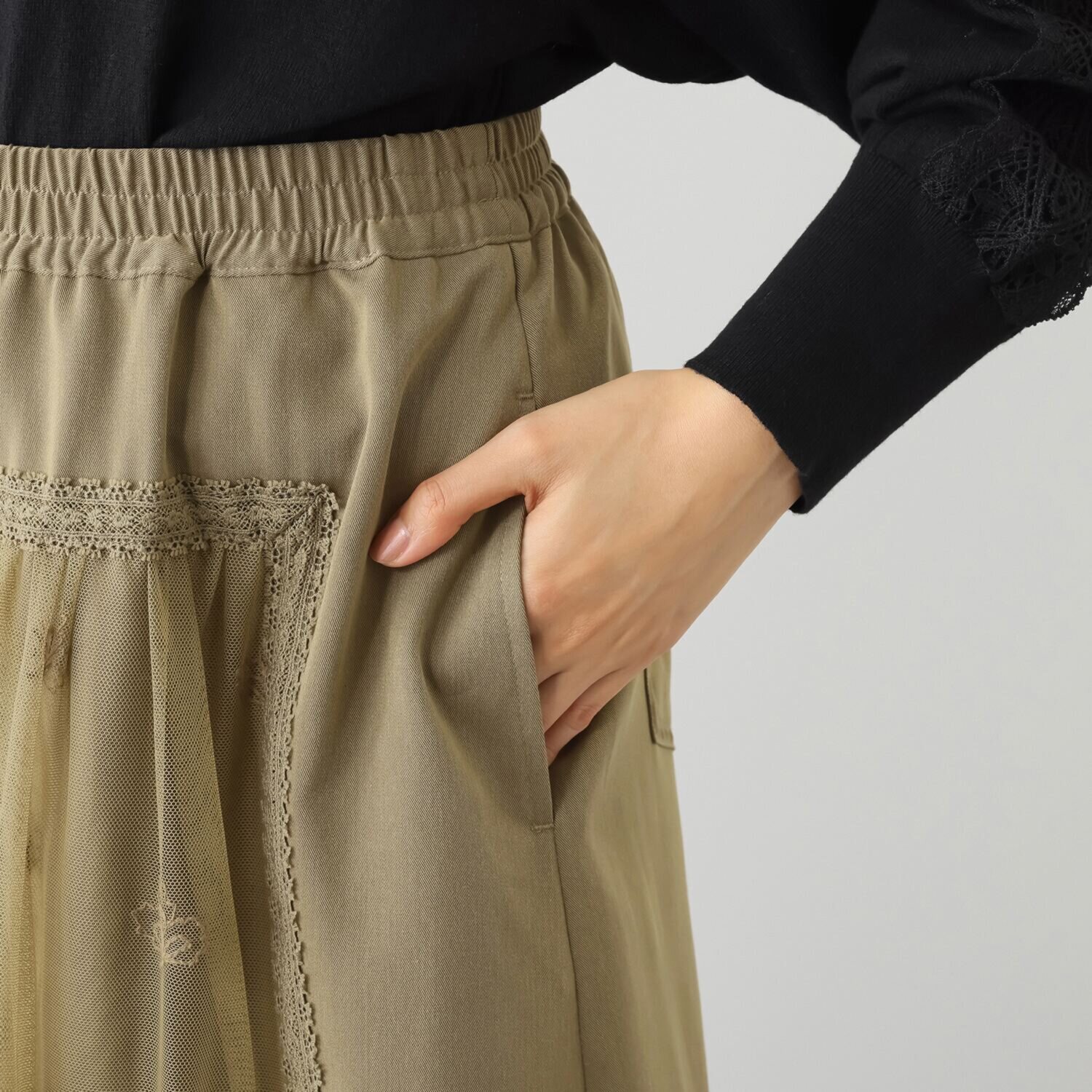 キョウコ　ヒガ パネルレース ロングスカート