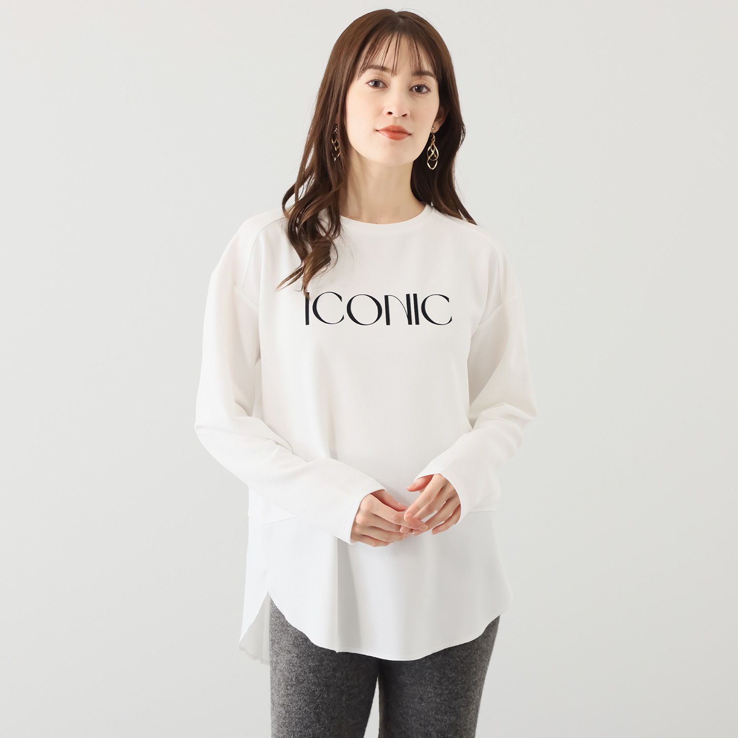 チーロ レイヤード風デザイン ロゴチュニック