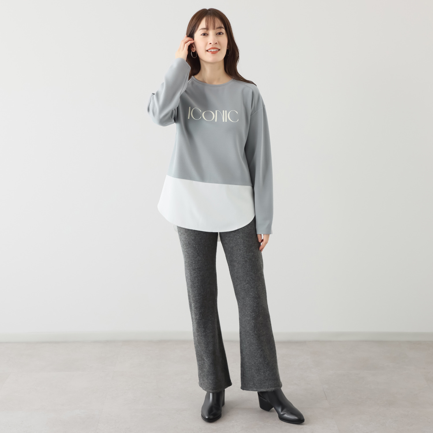 チーロ レイヤード風デザイン ロゴチュニック