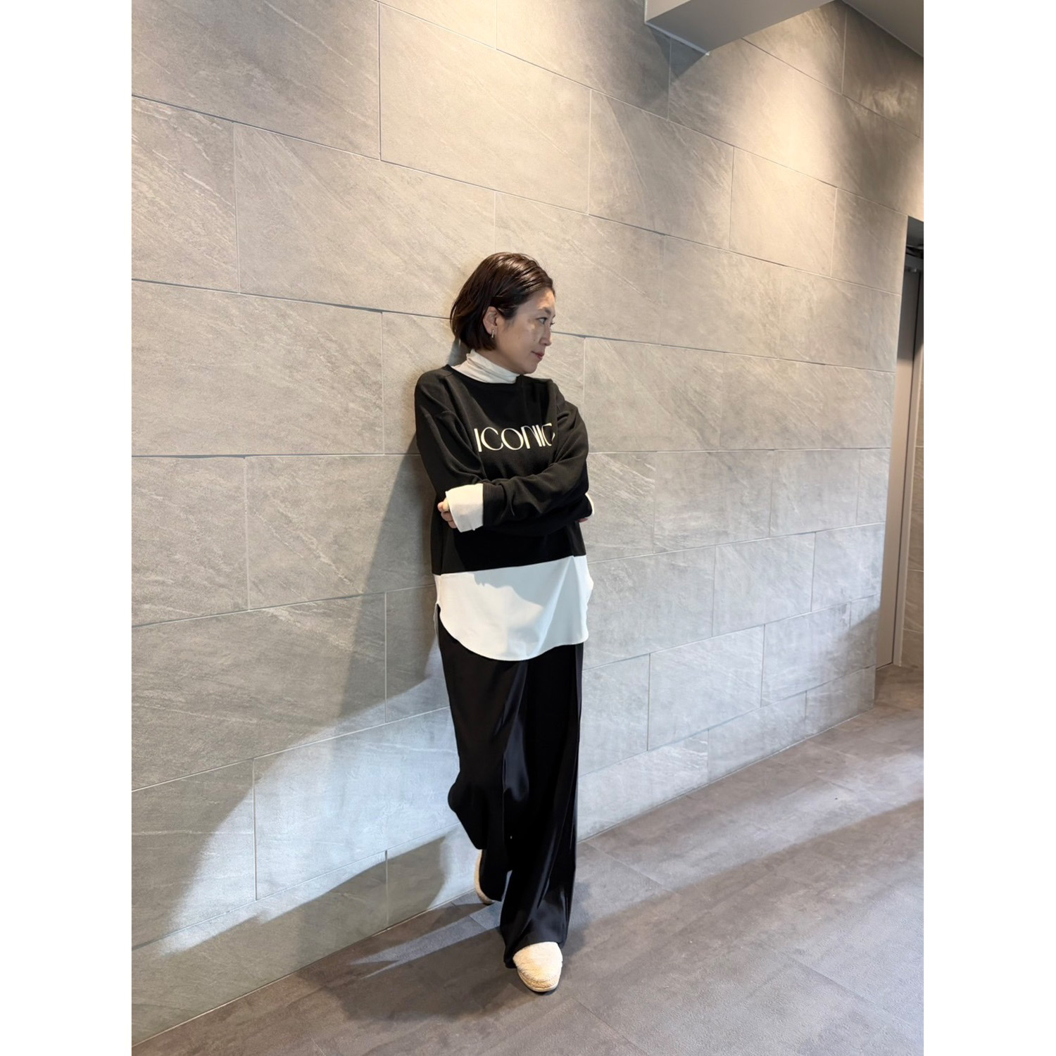 チーロ レイヤード風デザイン ロゴチュニック