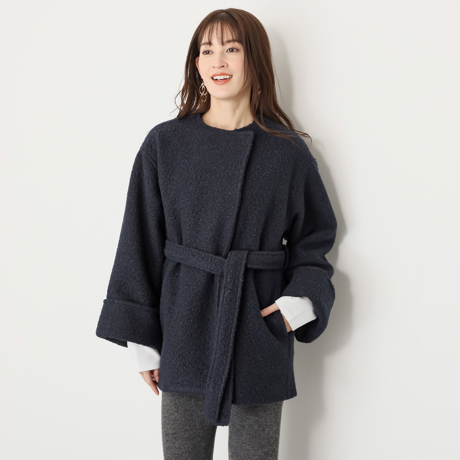 チーロ エアリーブークレ ノーカラージャコット