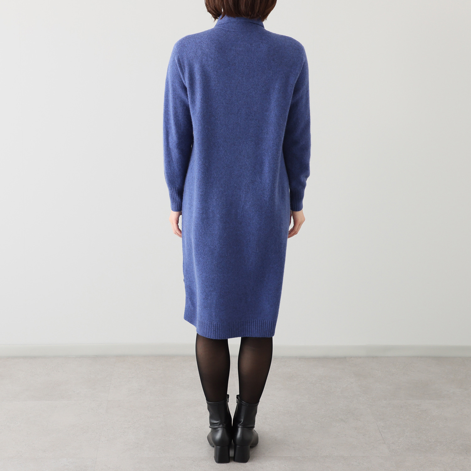 アズイズ　ビーマイセルフ バイ　ネイチャーズ モンゴルヤク インターシャ柄 襟付ワンピース