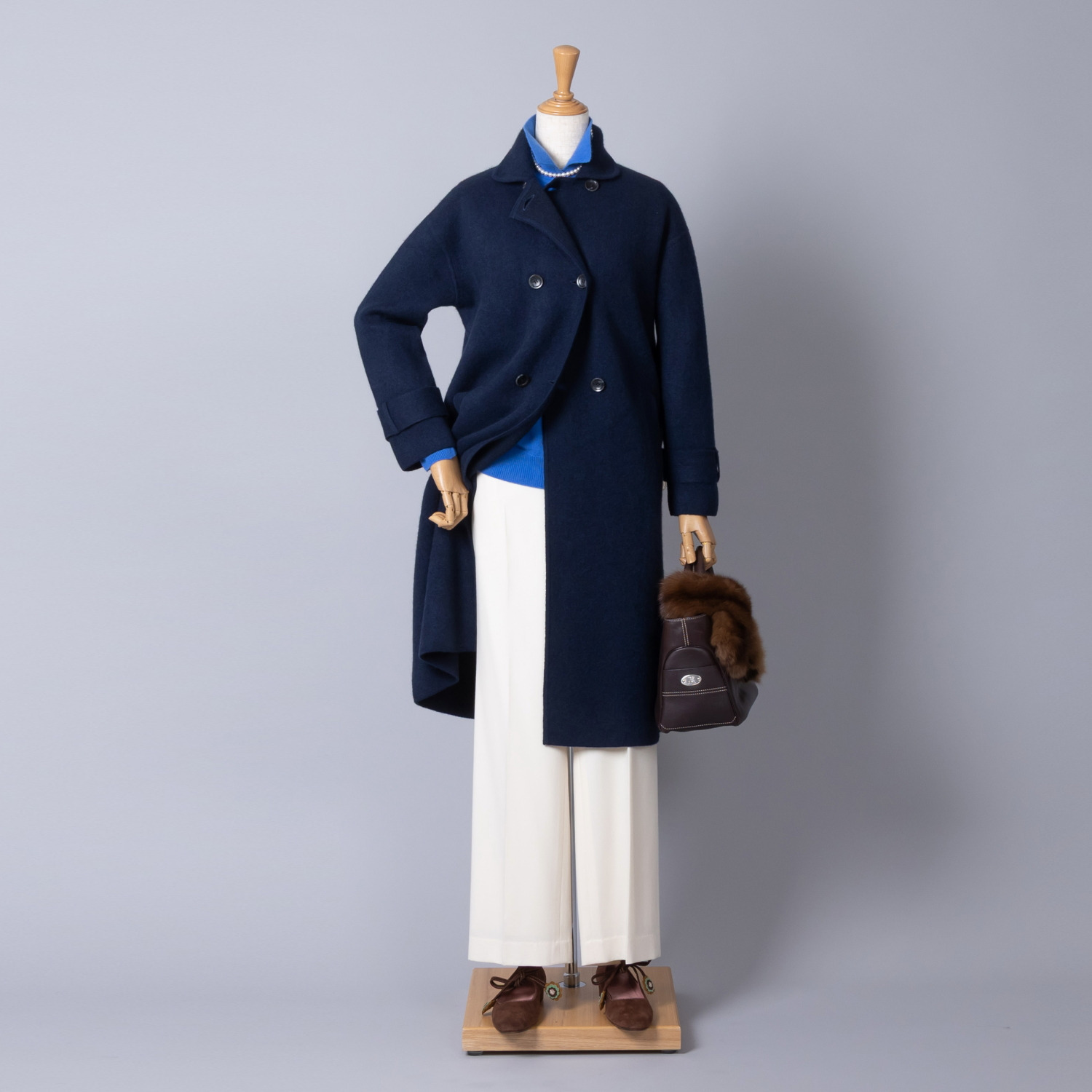 アズイズ　ビーマイセルフ バイ　ネイチャーズ モンゴルヤク ダブルジャガード ニットコート