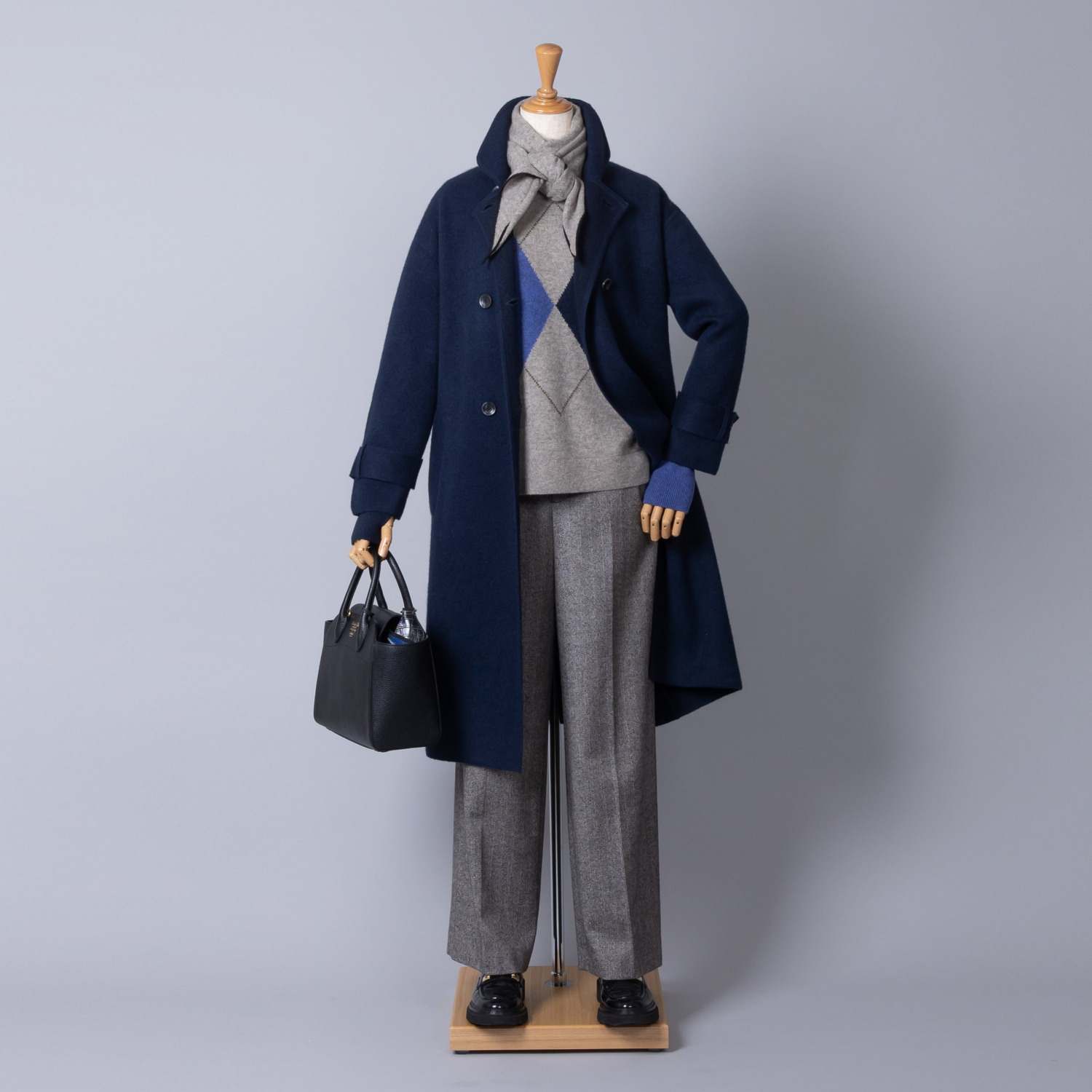 アズイズ　ビーマイセルフ バイ　ネイチャーズ モンゴルヤク ダブルジャガード ニットコート