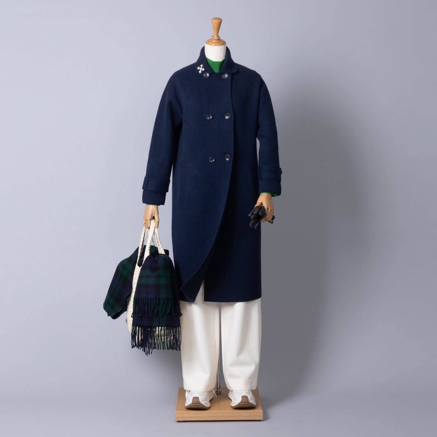 アズイズ　ビーマイセルフ バイ　ネイチャーズ モンゴルヤク ダブルジャガード ニットコート