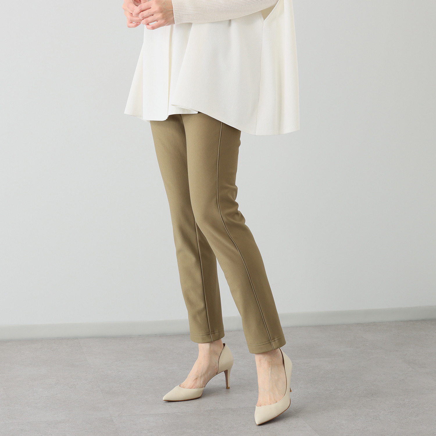 ラ・シュシュ 冬のお出かけ専用 ブランケット起毛 スティック ストレートパンツ