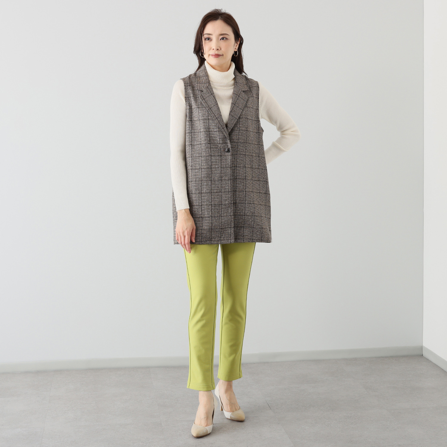 ラ・シュシュ 冬のお出かけ専用 ブランケット起毛 スティック ストレートパンツ