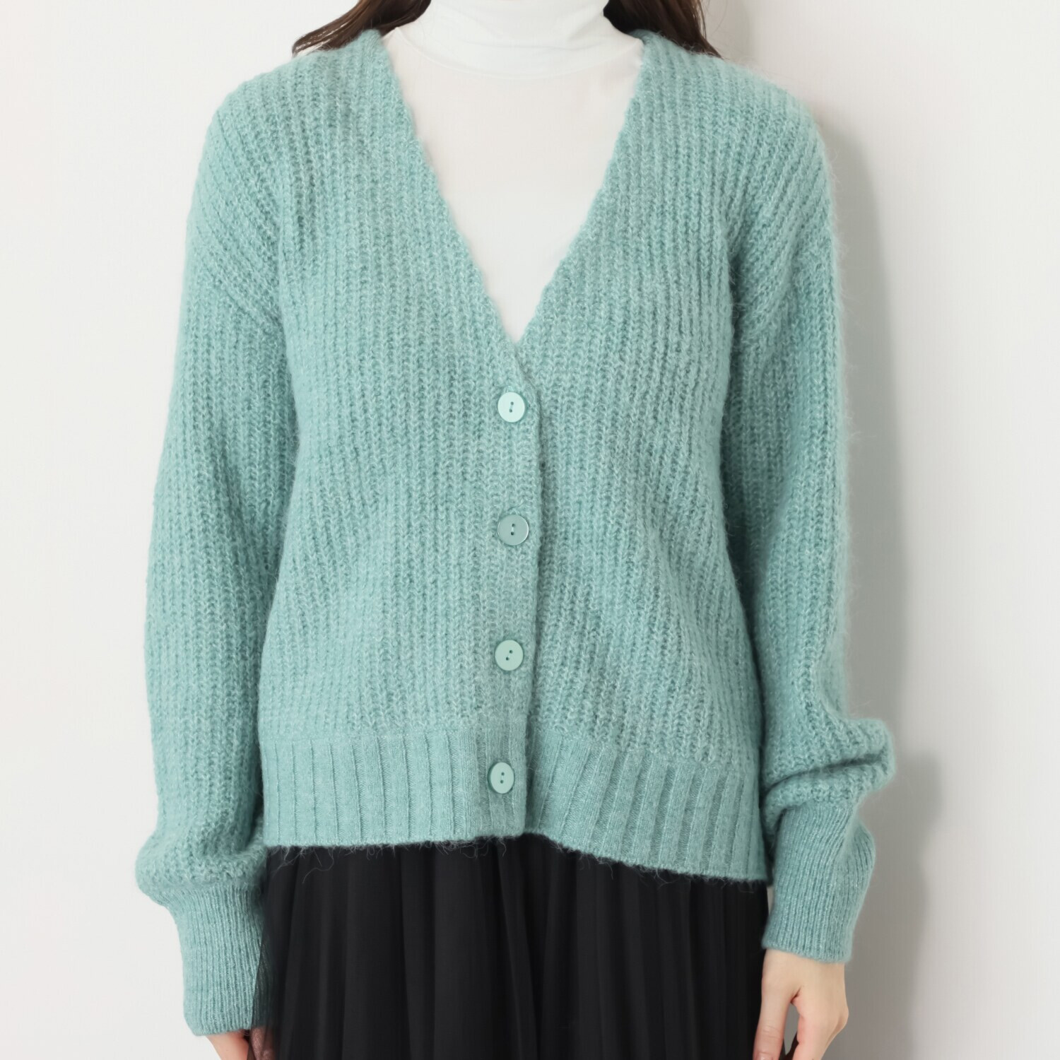 リサリサ 片畦編み Ｖネックエアリーニット カーディガン