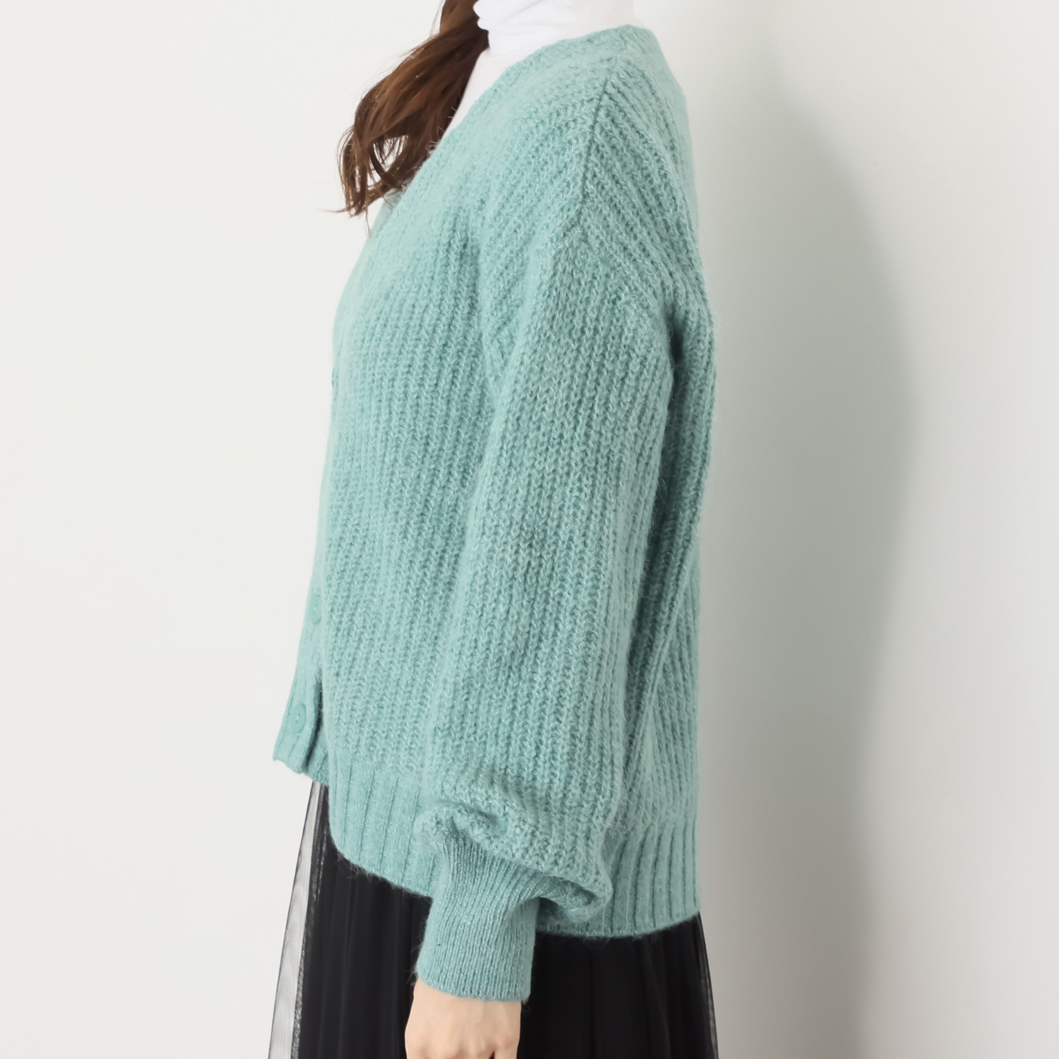 リサリサ 片畦編み Ｖネックエアリーニット カーディガン