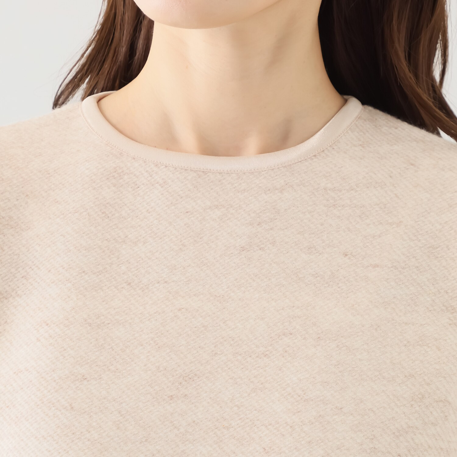 リサリサ ウール混インレー 袖ボア切替 デザインプルオーバー