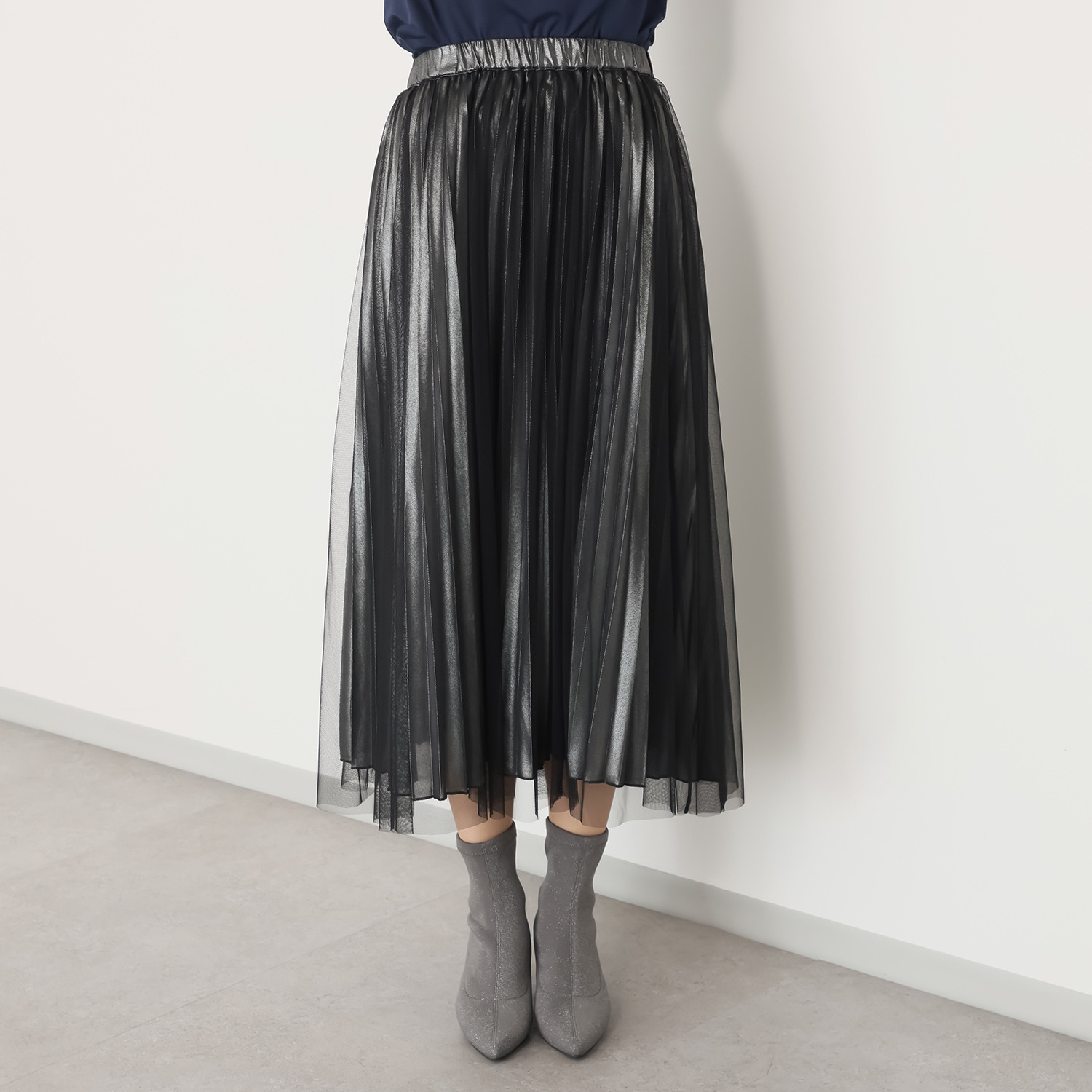 リサリサ チュールレイヤード プリーツデザイン フレアースカート