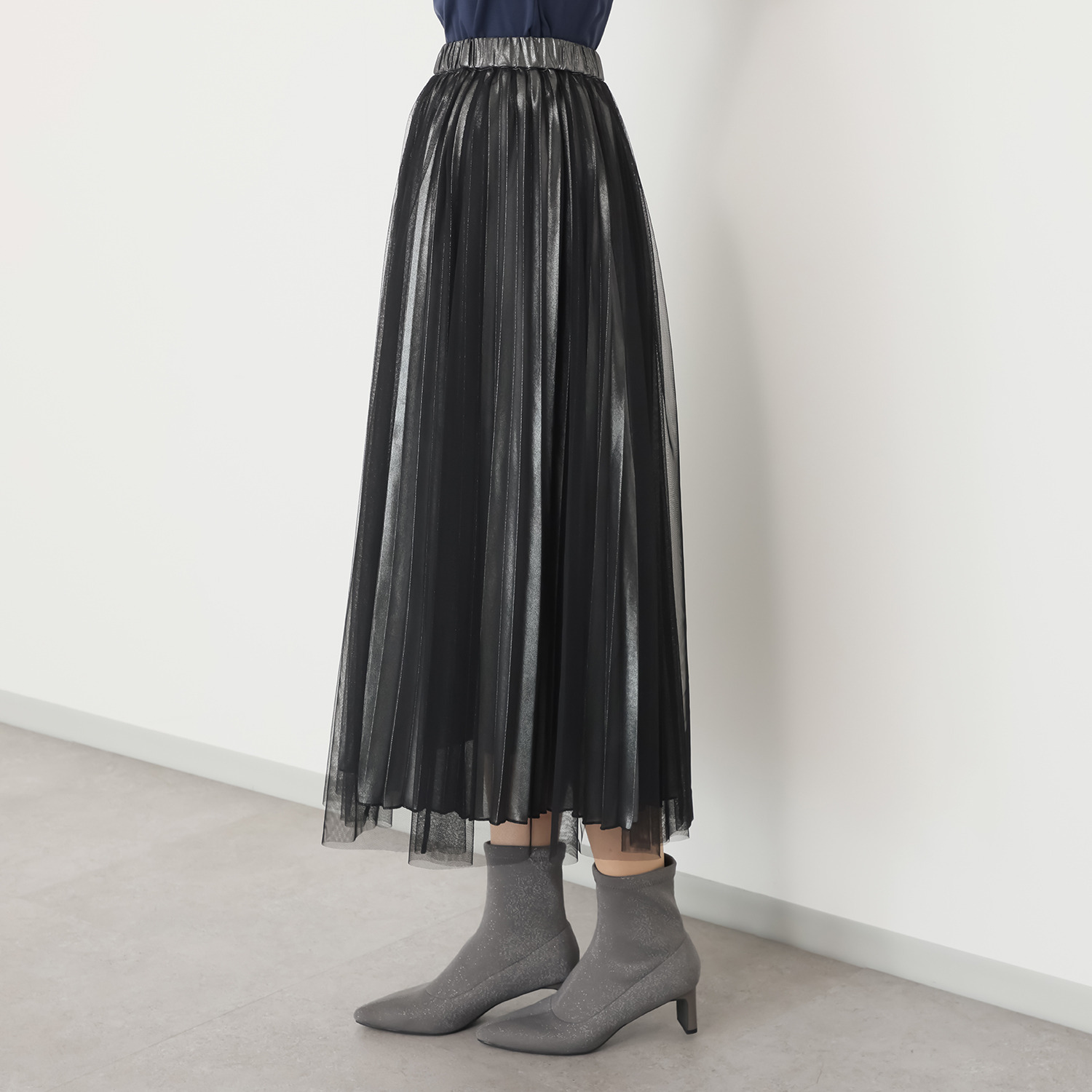 リサリサ チュールレイヤード プリーツデザイン フレアースカート