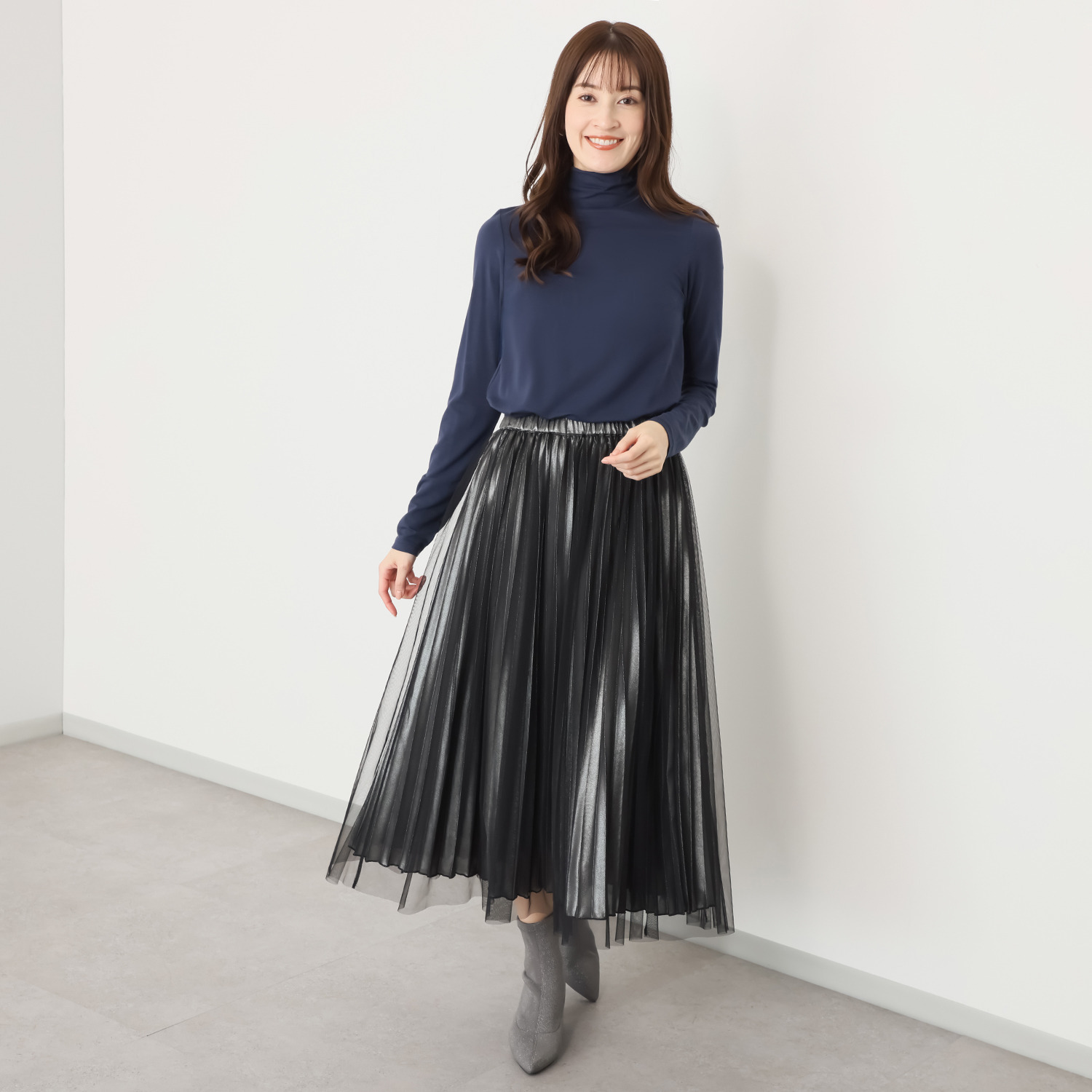 リサリサ チュールレイヤード プリーツデザイン フレアースカート