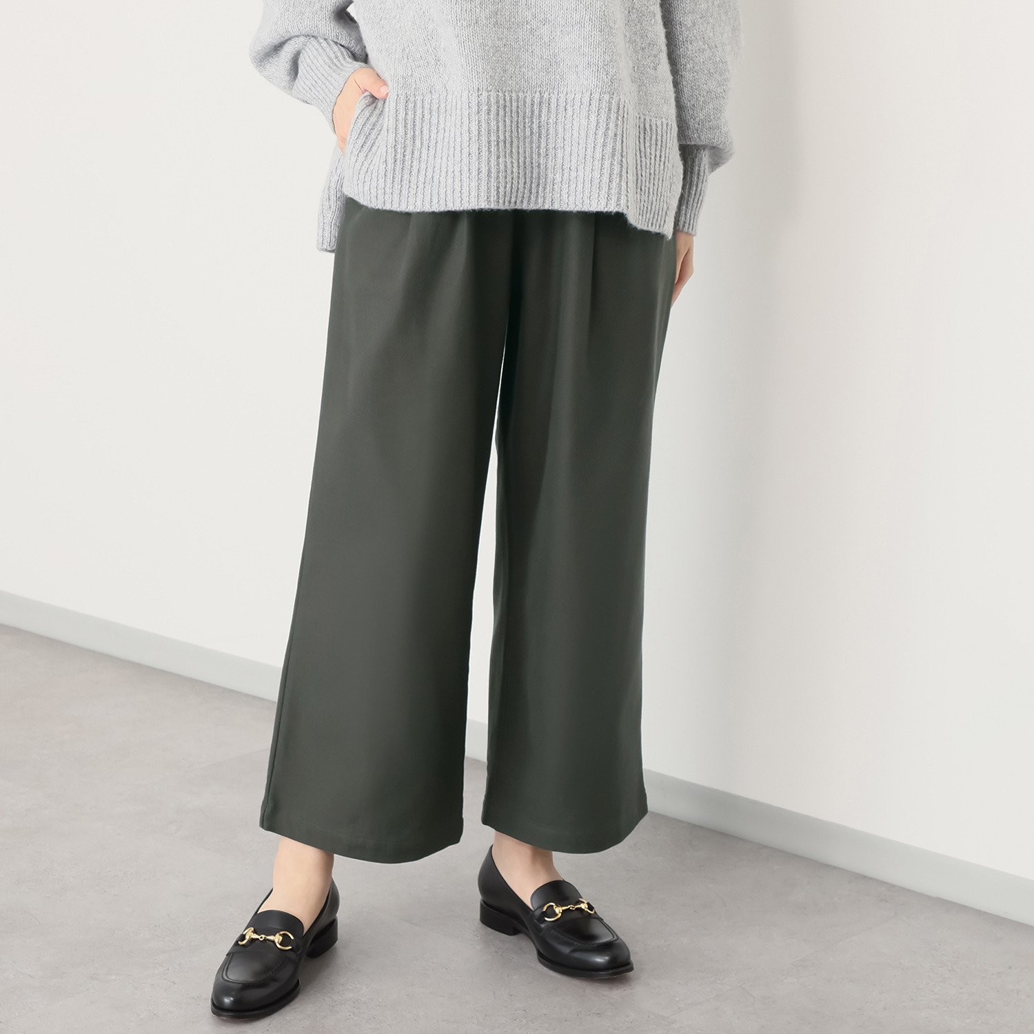 イージーライフ 泉州のこだわり天然素材 綿１００％ 毛布裏起毛 タックセミワイドパンツ