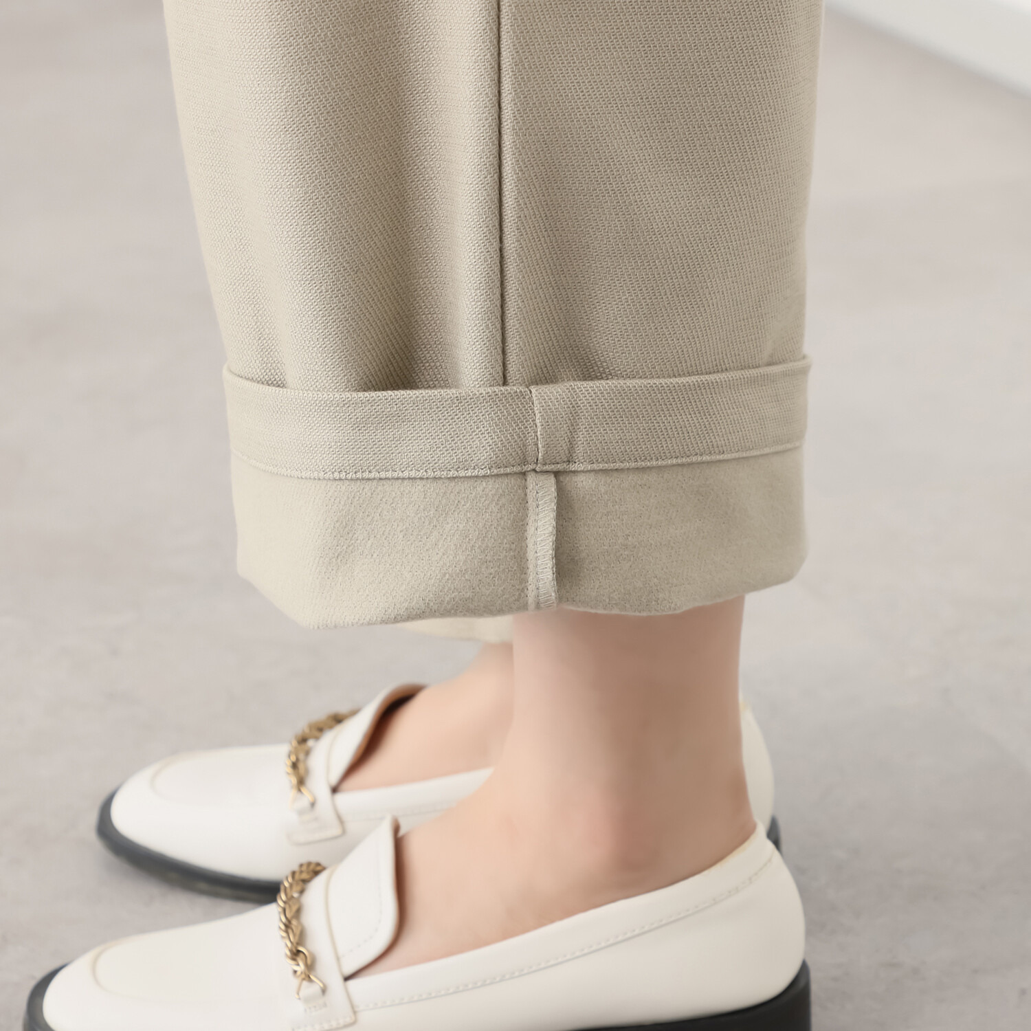 イージーライフ 泉州のこだわり天然素材 綿１００％ 毛布裏起毛 タックセミワイドパンツ