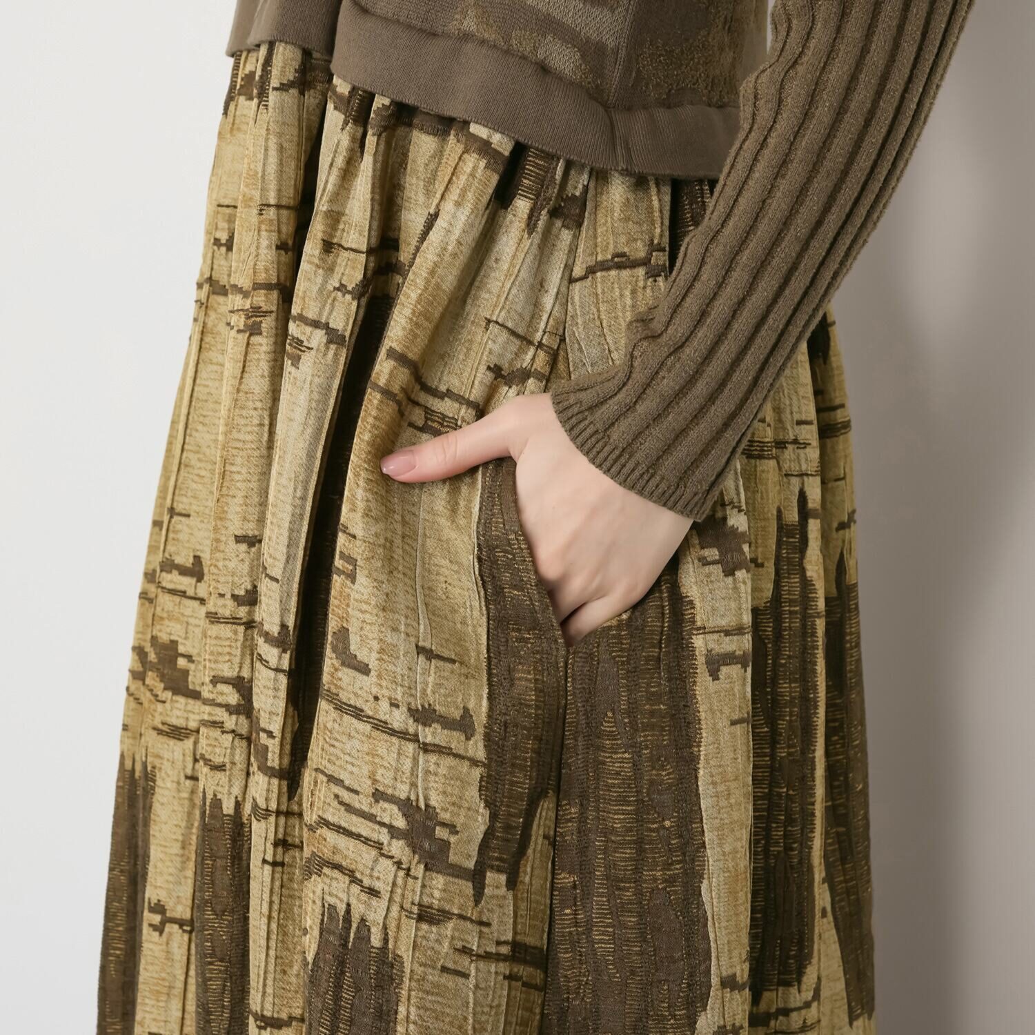 ヨシヨシ バイ　ピージェイ 異素材切替 上下切替 デザインワンピース