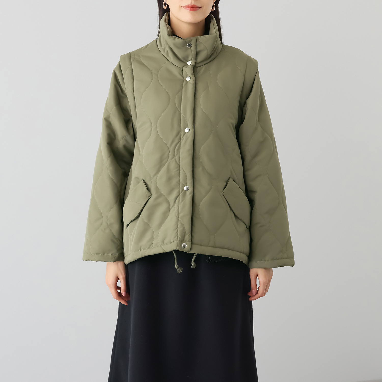 ラブソル ２ウェイスリーブ 中綿コート