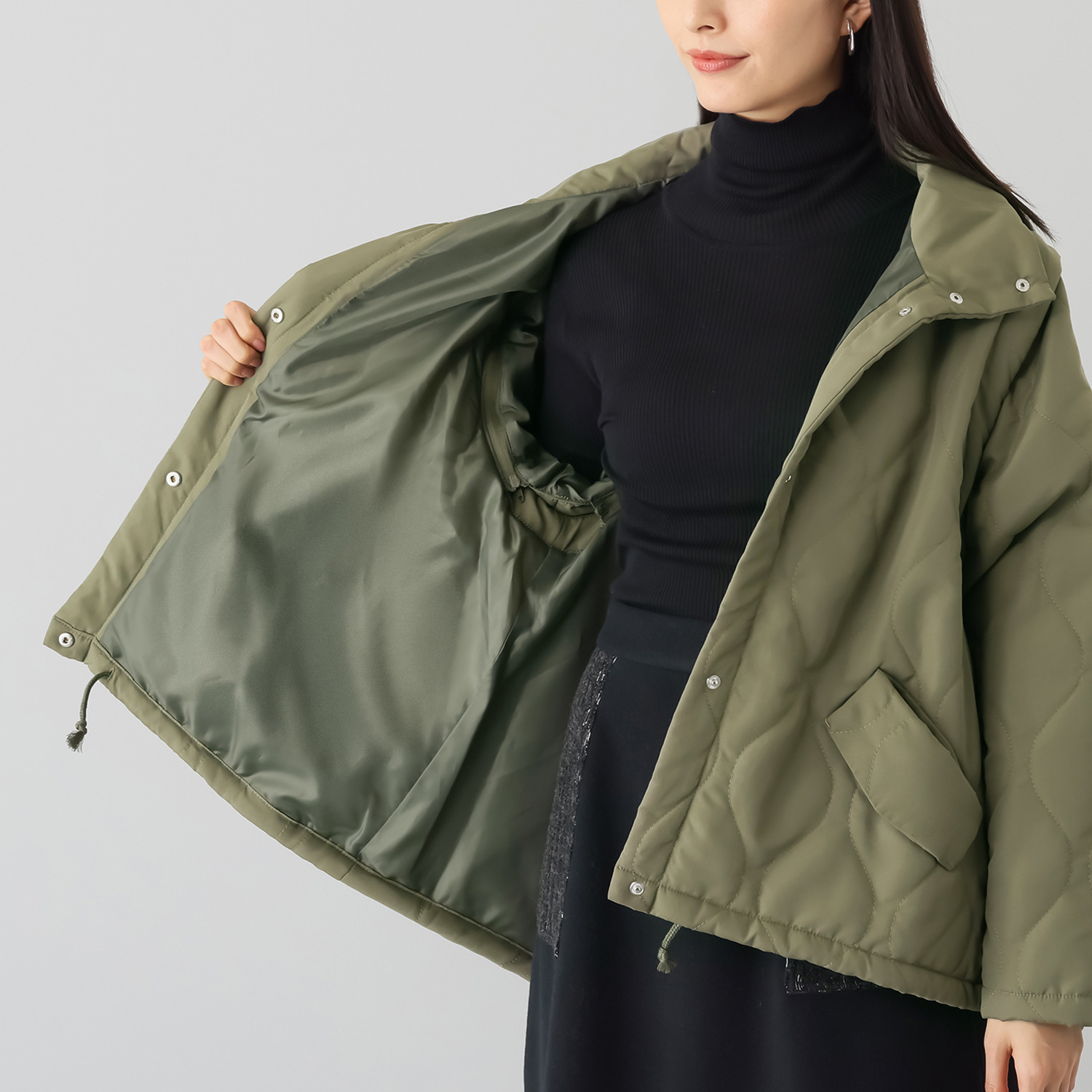 ラブソル ２ウェイスリーブ 中綿コート