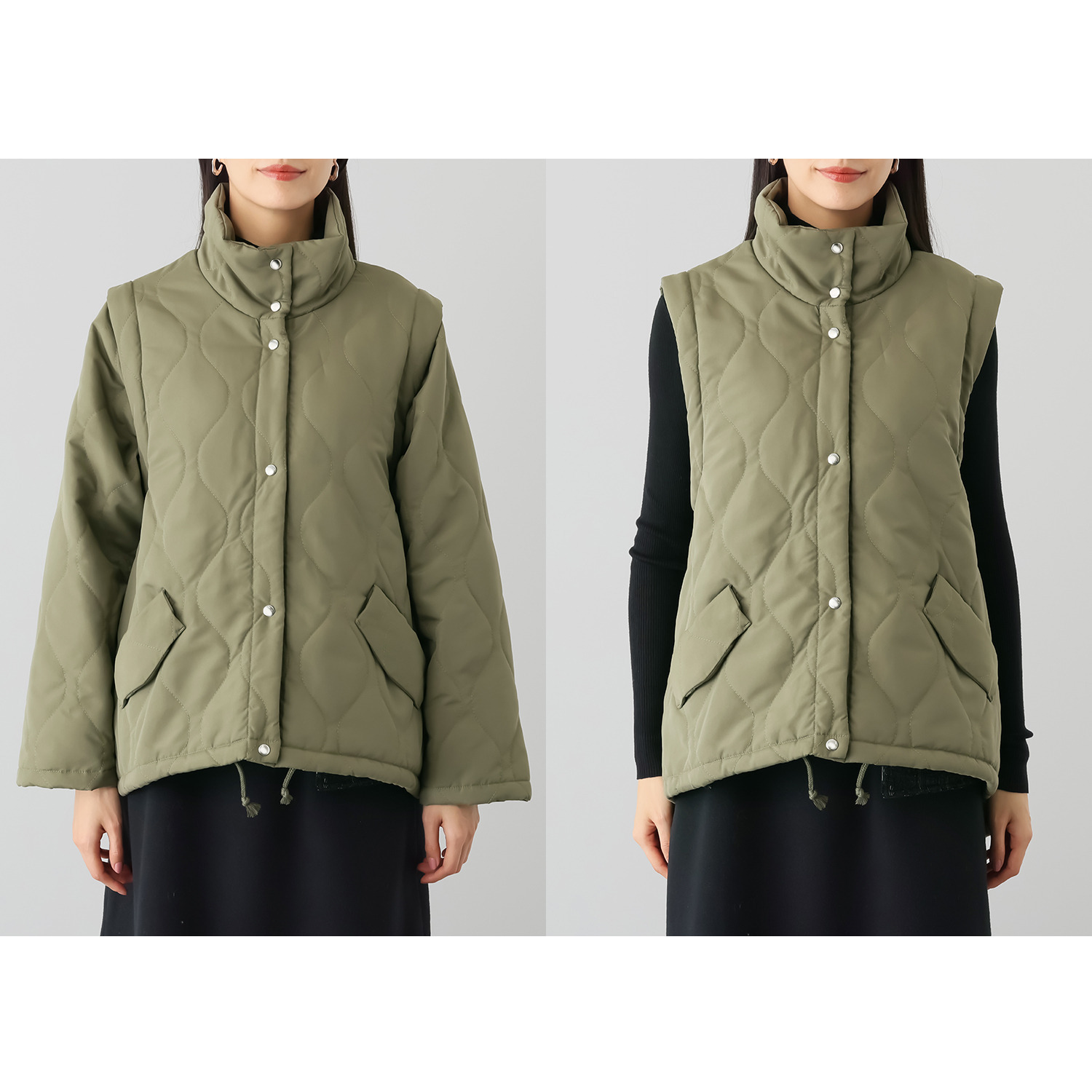 ラブソル ２ウェイスリーブ 中綿コート