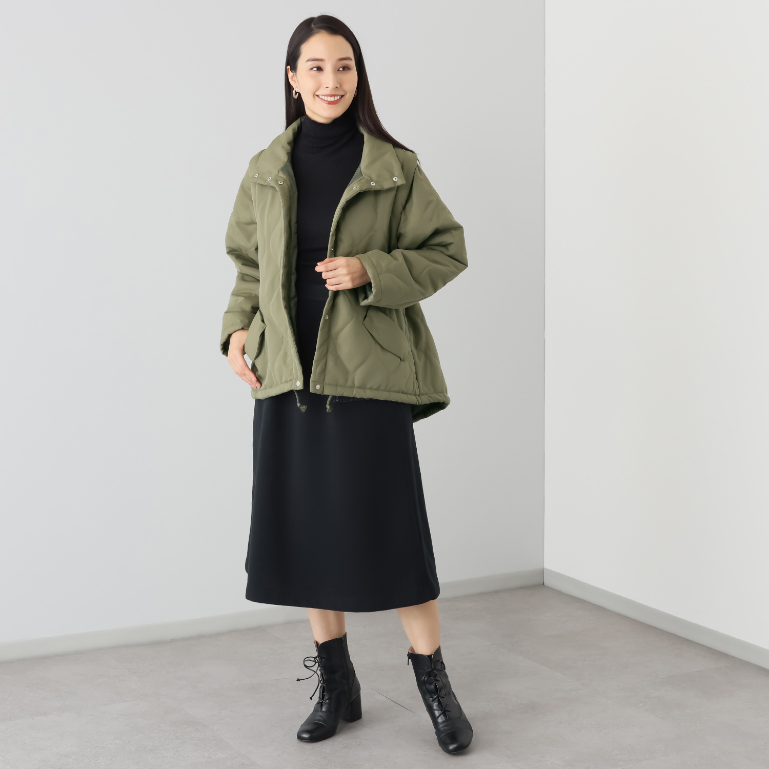 ラブソル ２ウェイスリーブ 中綿コート