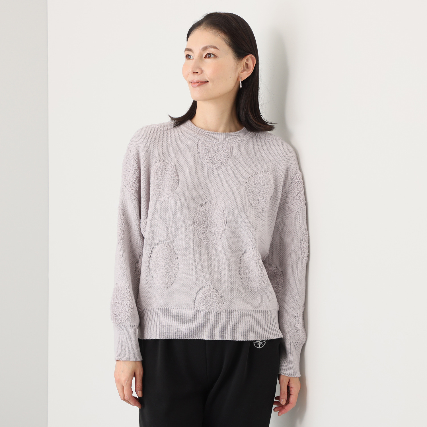 ラブソル モコモコドットな ジャガードニット