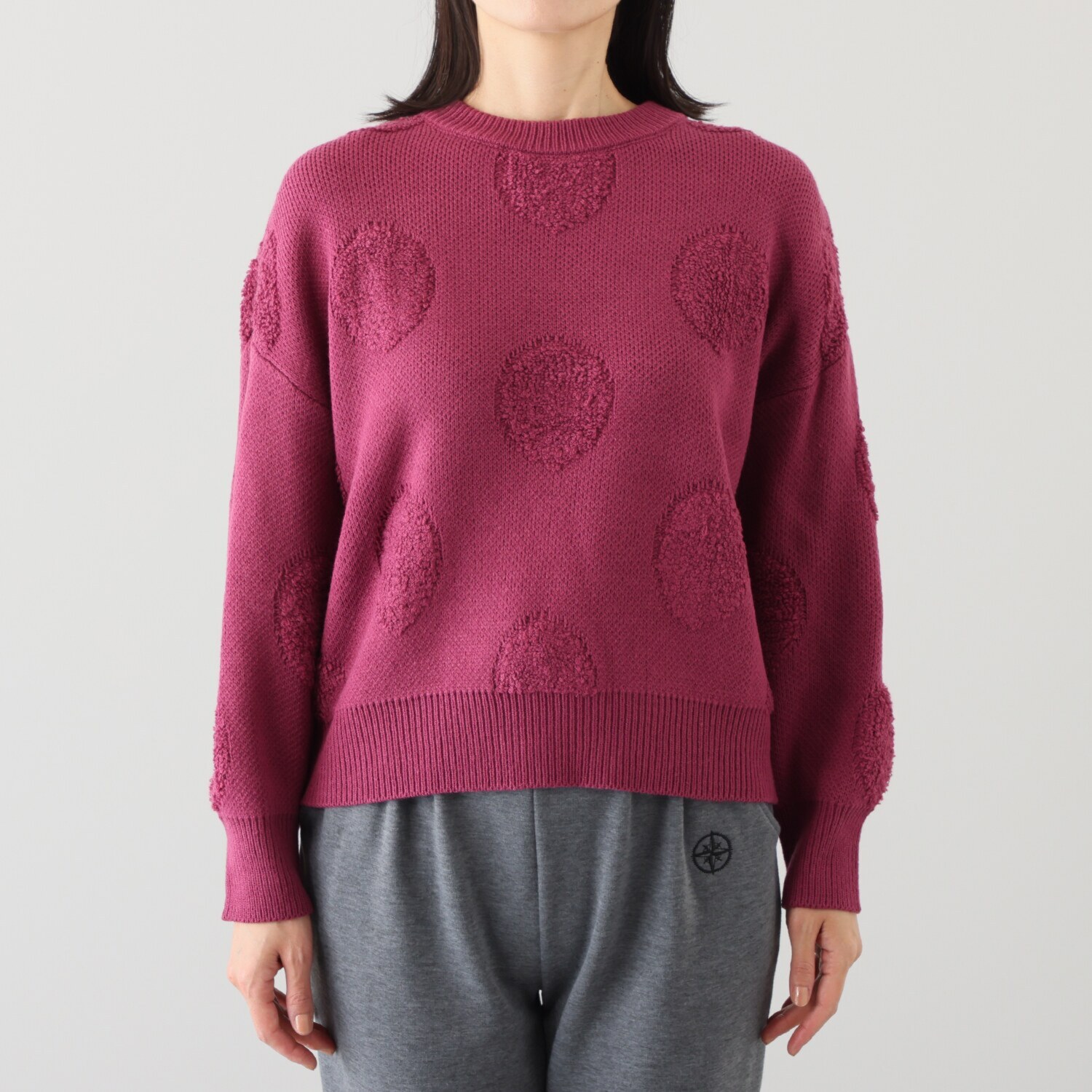 ラブソル モコモコドットな ジャガードニット