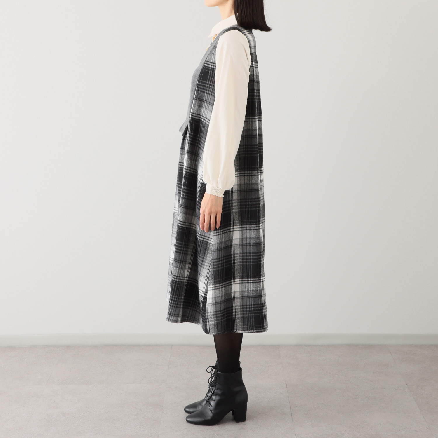 ラブソル マルチパターン シャツ衿ワンピース