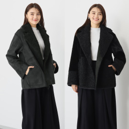 ゼラールスポーツ フェイクムートン リバーシブルで楽しめる ファー切替デザイン ピーコート