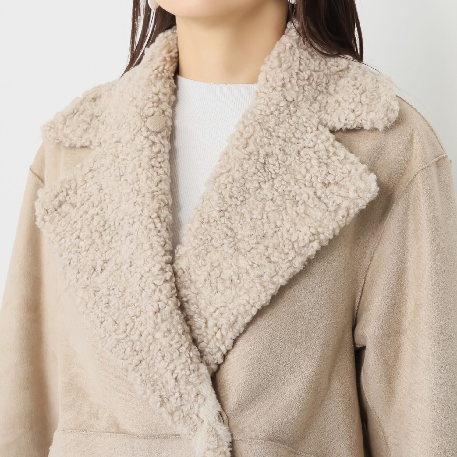 ゼラールスポーツ フェイクムートン リバーシブルで楽しめる ファー切替デザイン ピーコート