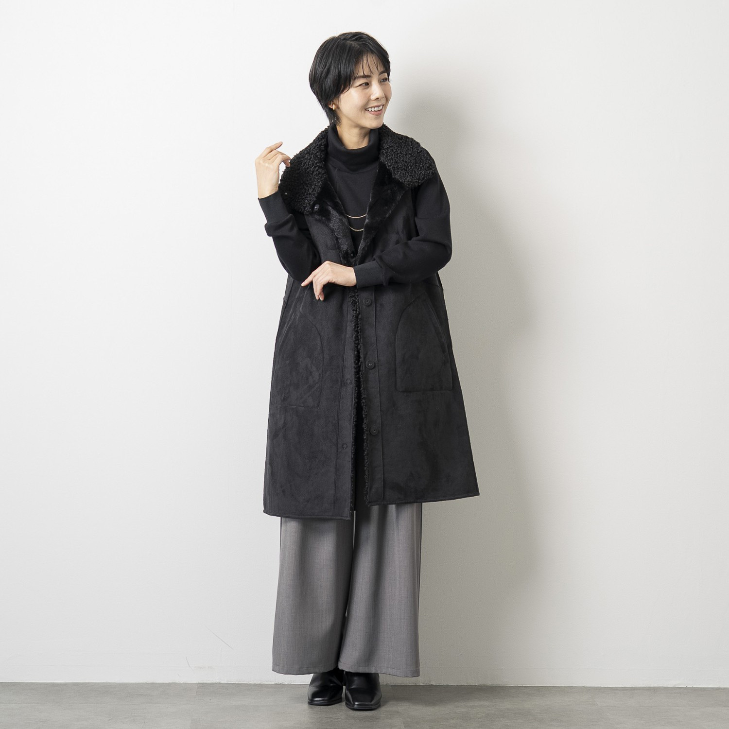 ゼラールスポーツ ファインループジャージー ふんわりハイネック フォルムデザイン プルオーバー