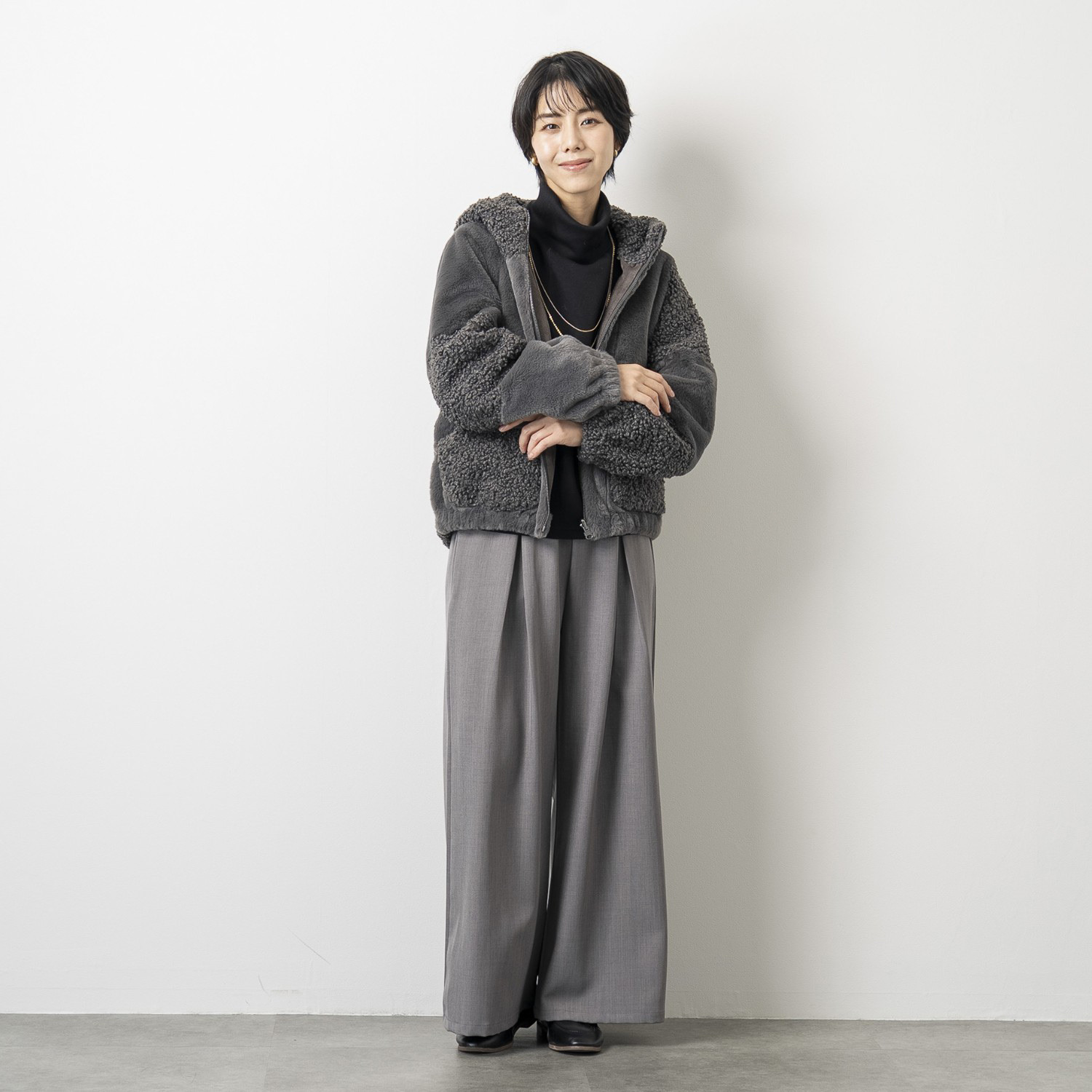 ゼラールスポーツ ファインループジャージー ふんわりハイネック フォルムデザイン プルオーバー