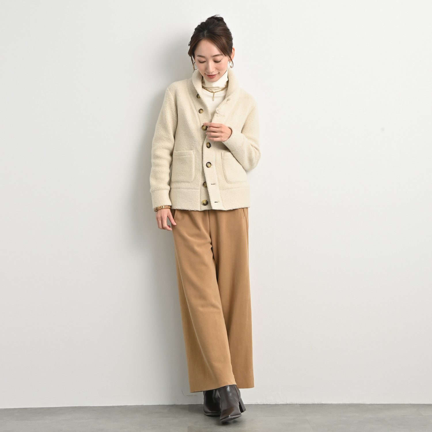 ＢＯＵＮＣＹ　ＢＯＮＤ 日本製 カシミヤ混パイル素材使用 デッキジャケット