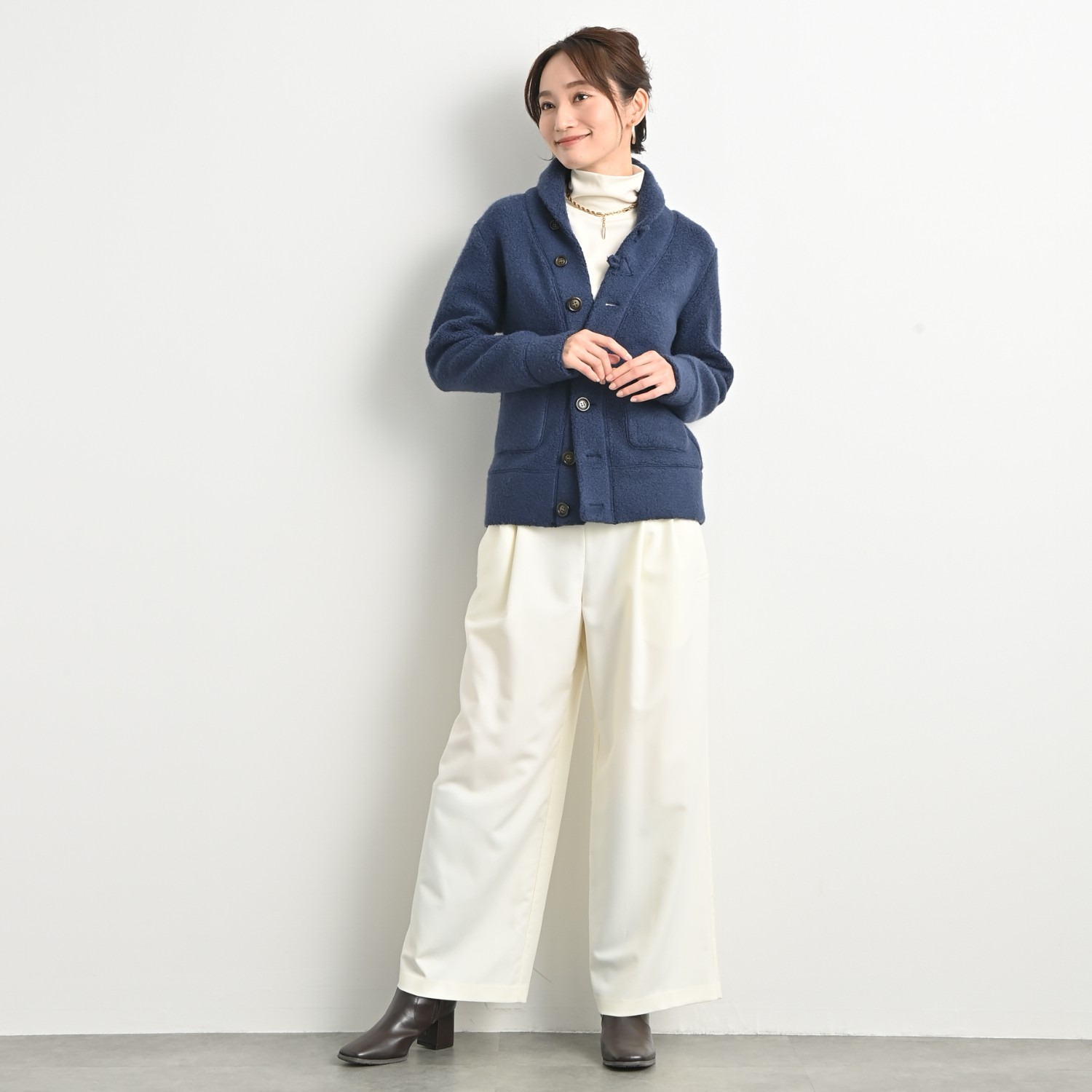 ＢＯＵＮＣＹ　ＢＯＮＤ 日本製 カシミヤ混パイル素材使用 デッキジャケット