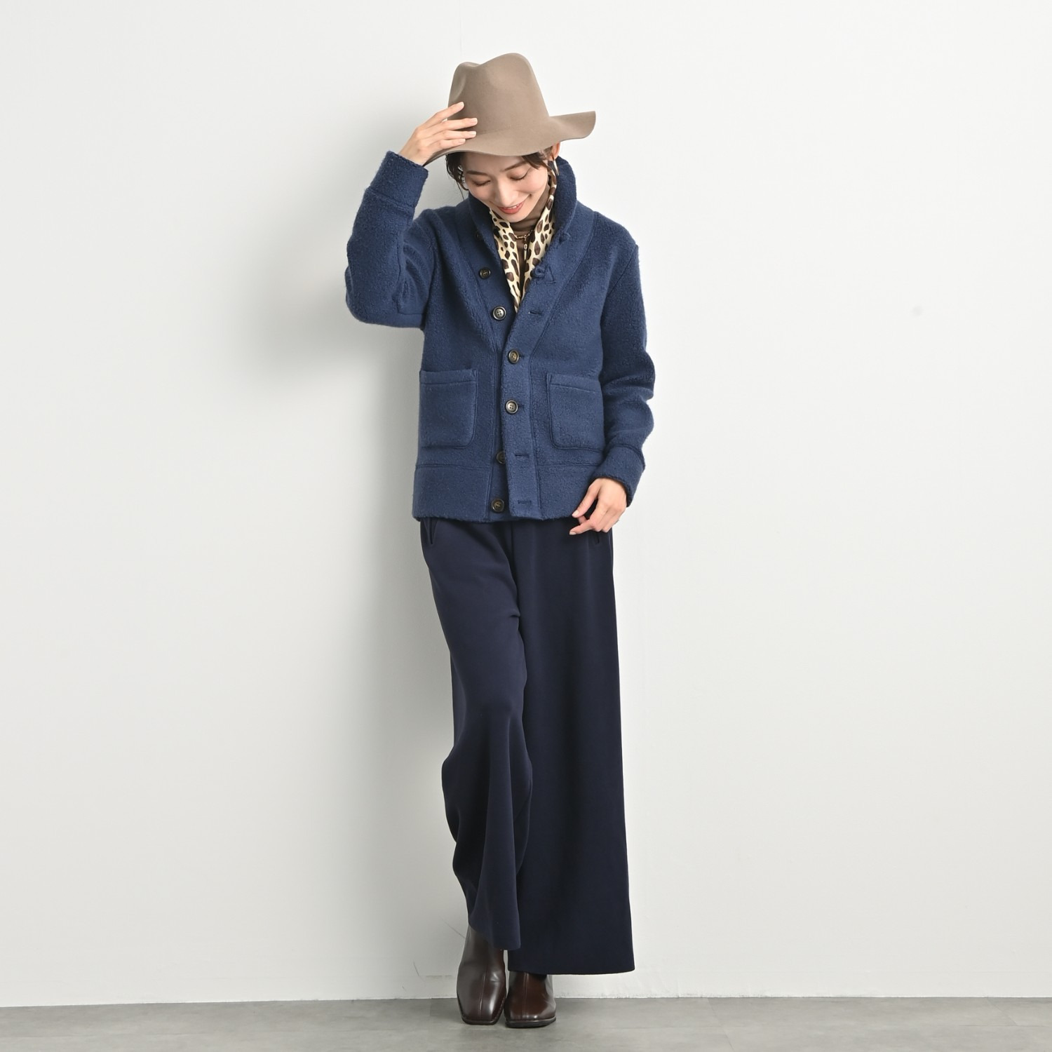 ＢＯＵＮＣＹ　ＢＯＮＤ 日本製 カシミヤ混パイル素材使用 デッキジャケット