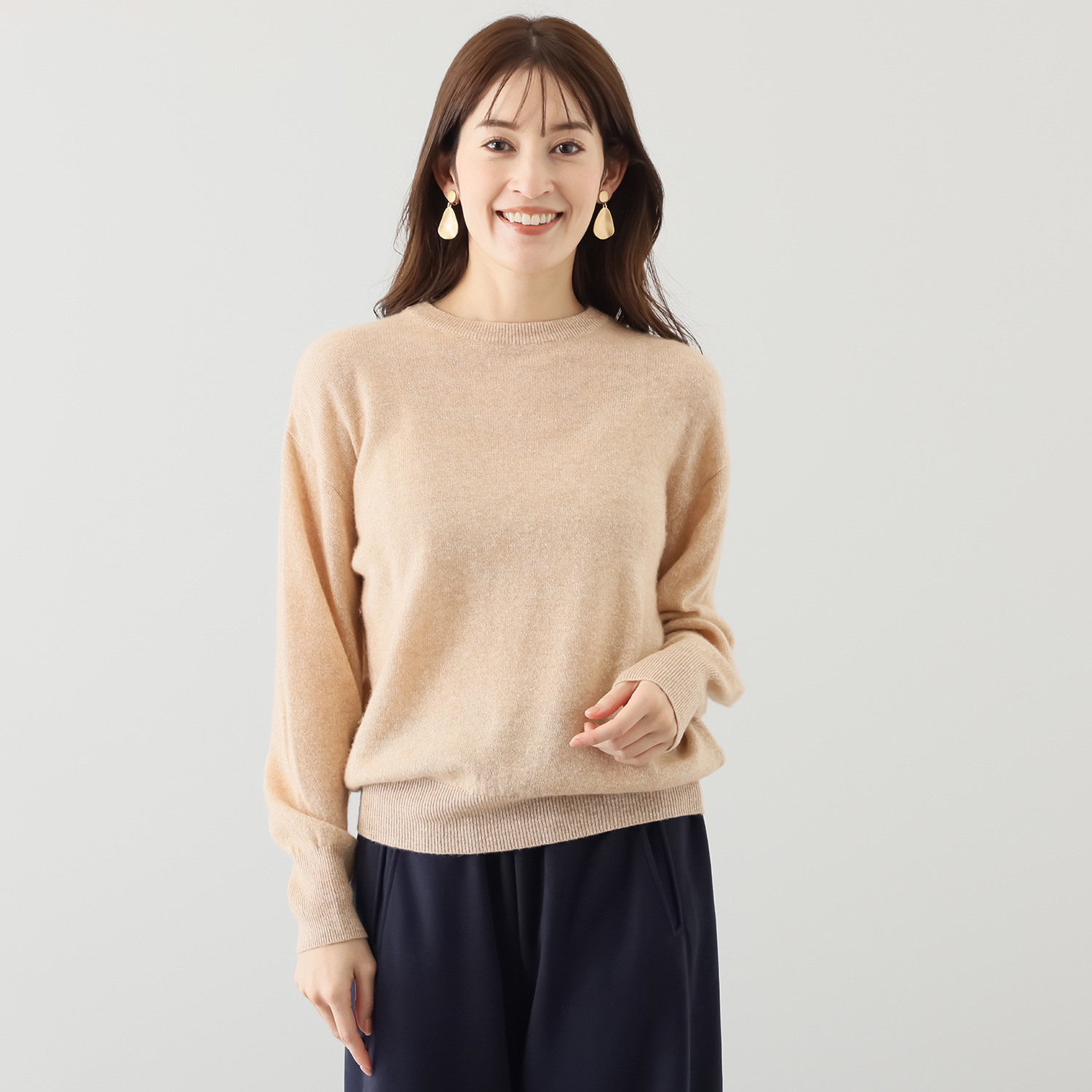 ＢＯＵＮＣＹ　ＢＯＮＤ リネンカシミヤ ふんわりスリーブ ニットプルオーバー