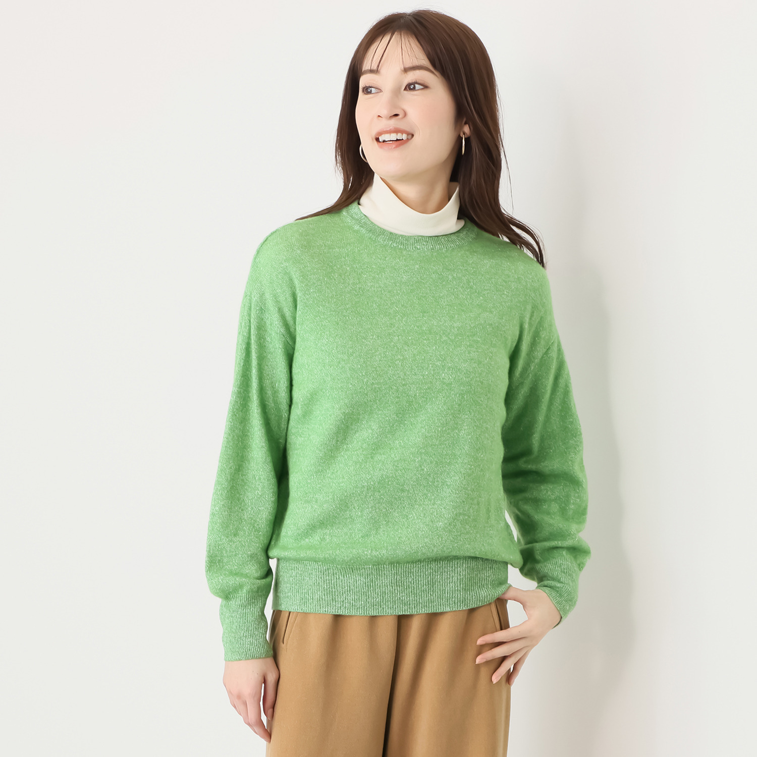 ＢＯＵＮＣＹ　ＢＯＮＤ リネンカシミヤ ふんわりスリーブ ニットプルオーバー