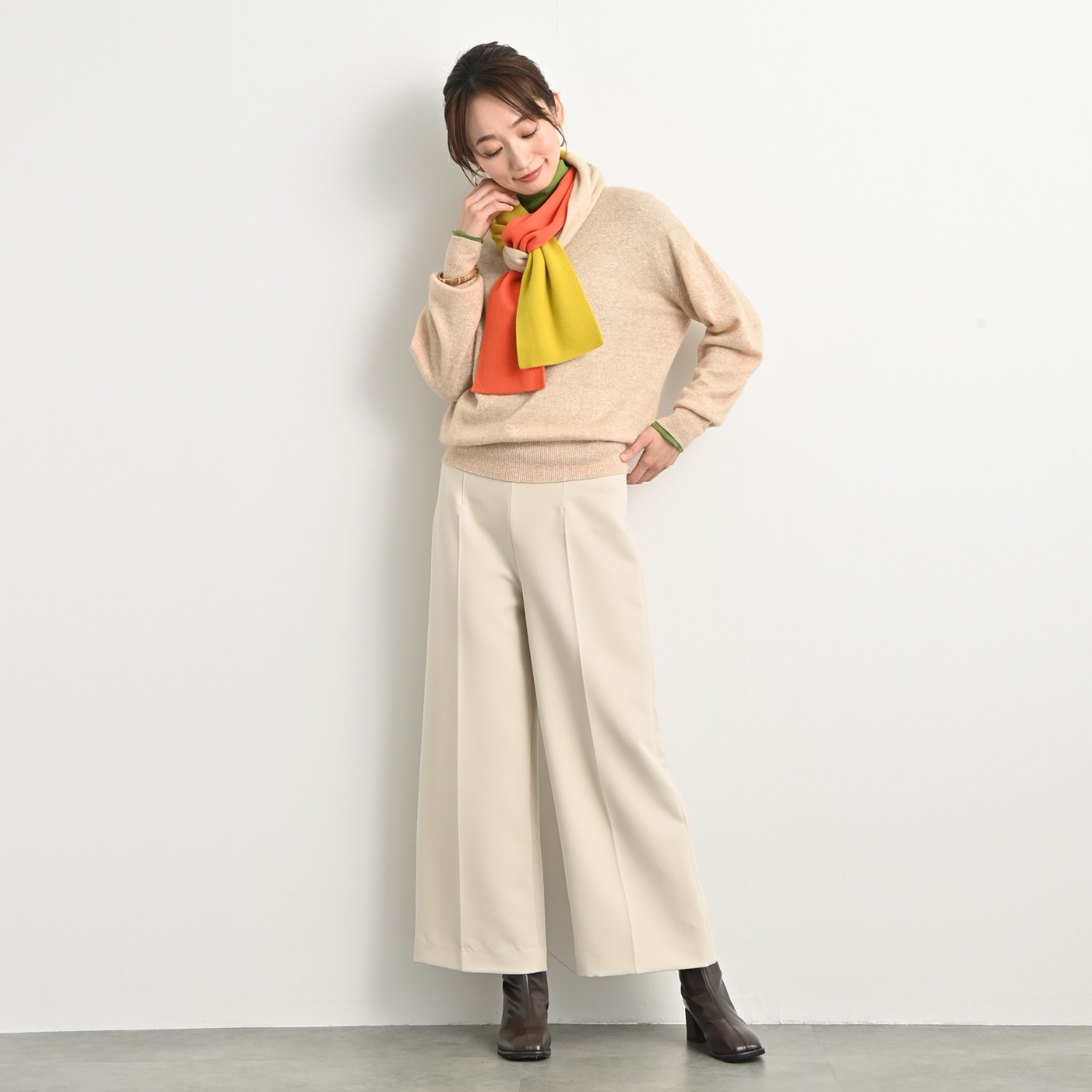 ＢＯＵＮＣＹ　ＢＯＮＤ リネンカシミヤ ふんわりスリーブ ニットプルオーバー