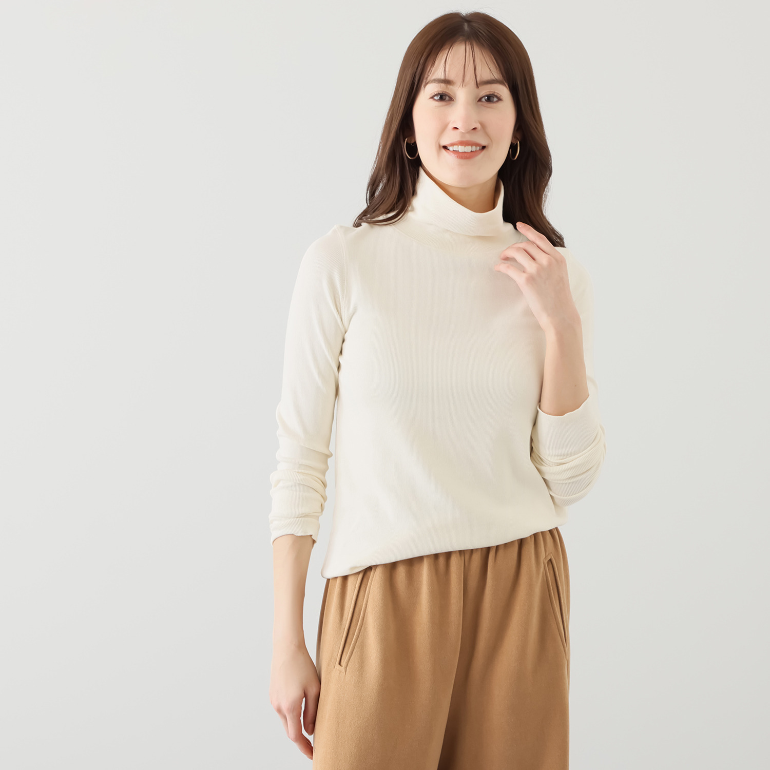 ＢＯＵＮＣＹ　ＢＯＮＤ ふわふわ＆なめらか コットン混フライス ハイネックプルオーバー