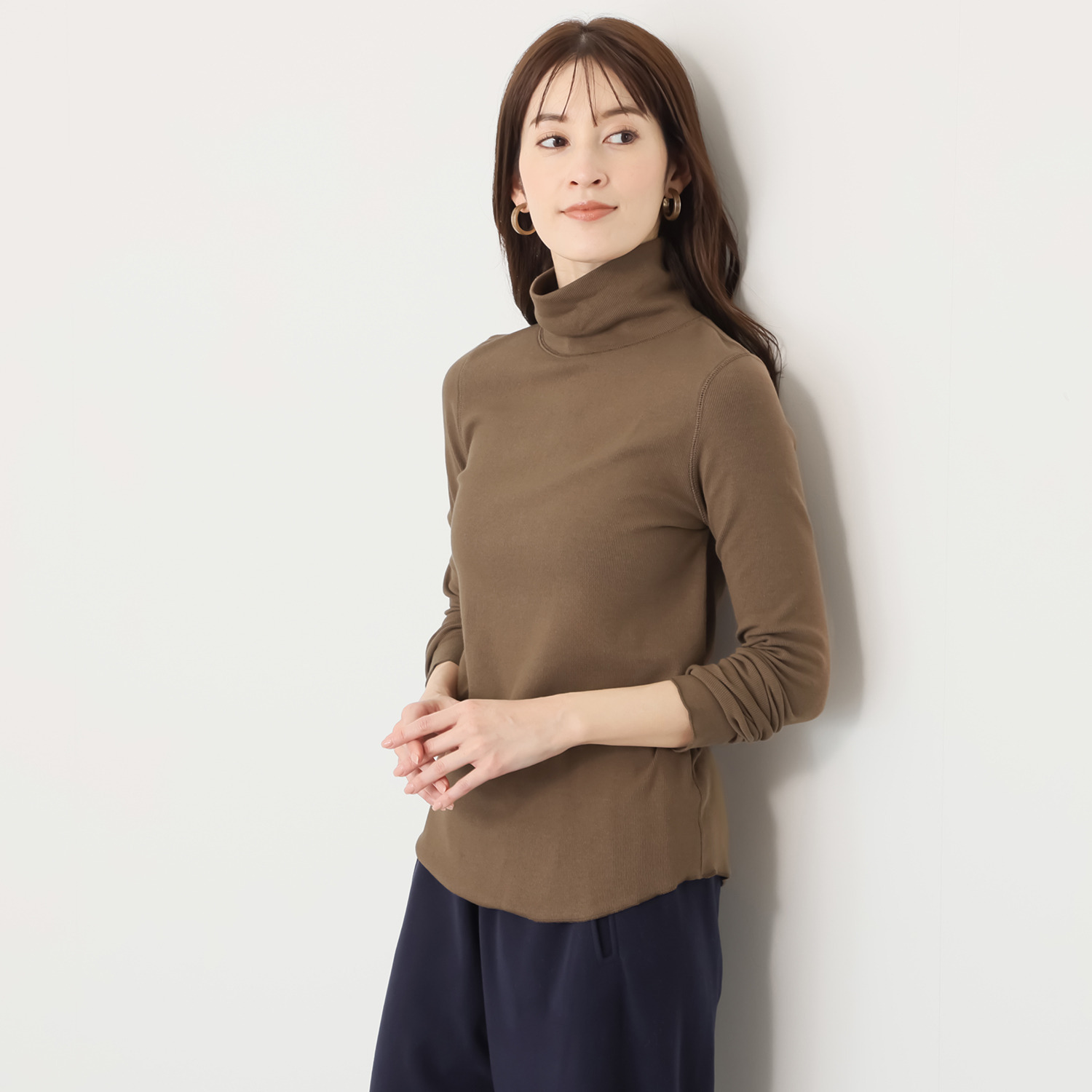 ＢＯＵＮＣＹ　ＢＯＮＤ ふわふわ＆なめらか コットン混フライス ハイネックプルオーバー