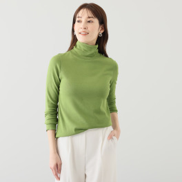 BOUNCY BOND ふわふわ&なめらか コットン混フライス ハイネックプルオーバー