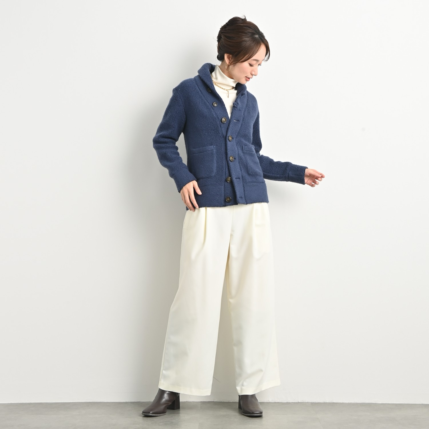 ＢＯＵＮＣＹ　ＢＯＮＤ ふわふわ＆なめらか コットン混フライス ハイネックプルオーバー