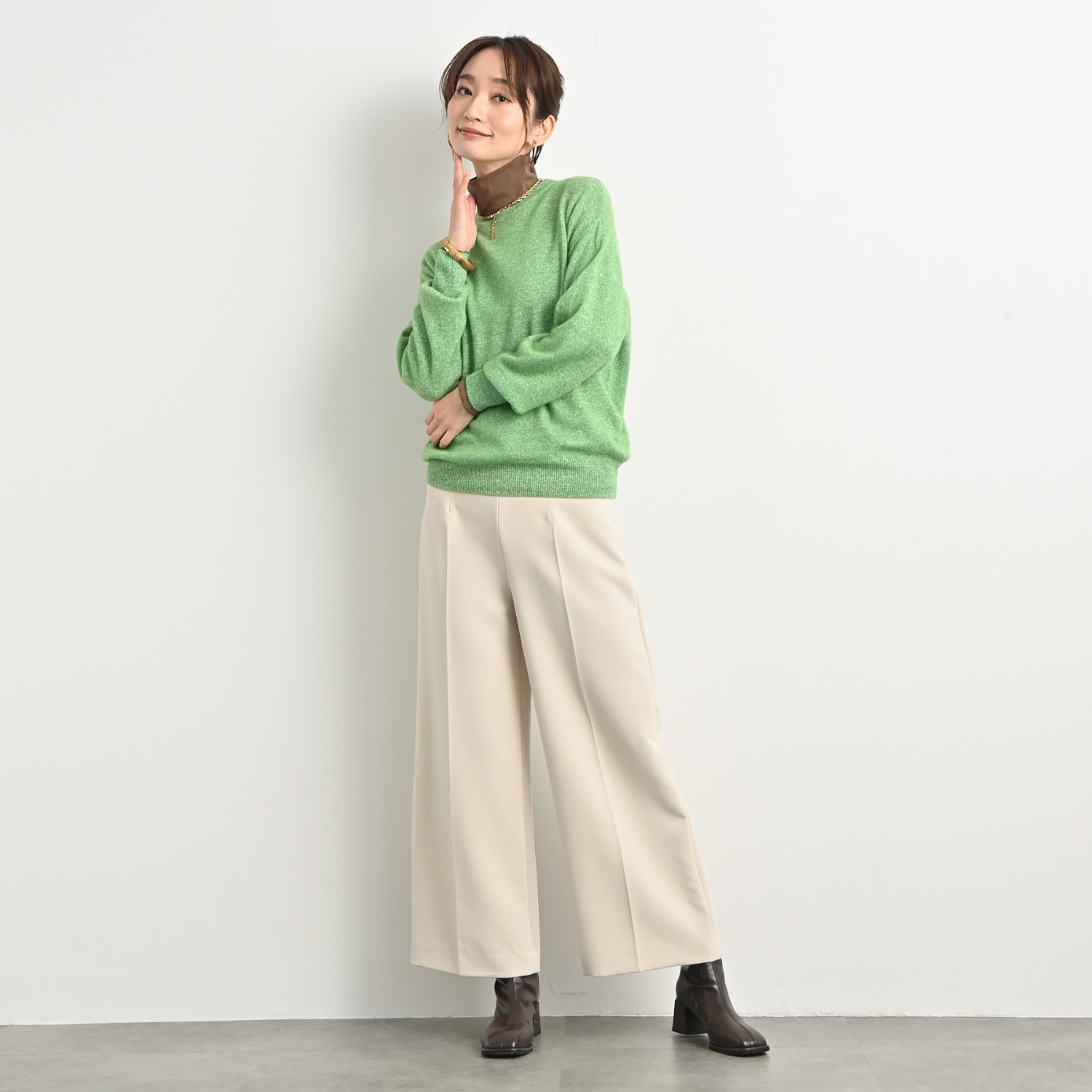 ＢＯＵＮＣＹ　ＢＯＮＤ ふわふわ＆なめらか コットン混フライス ハイネックプルオーバー