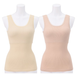 美人工房 抗菌防臭 なめらかモダール混 カップ付リブタンクトップ 2枚セット