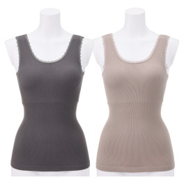 美人工房 抗菌防臭 なめらかモダール混 カップ付リブタンクトップ 2枚セット