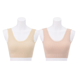 美人工房 抗菌防臭 なめらかモダール混 カップ付リブハーフトップ 2枚セット