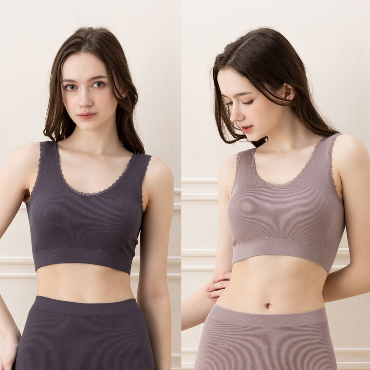 美人工房 抗菌防臭 なめらかモダール混 カップ付リブハーフトップ ２枚セット