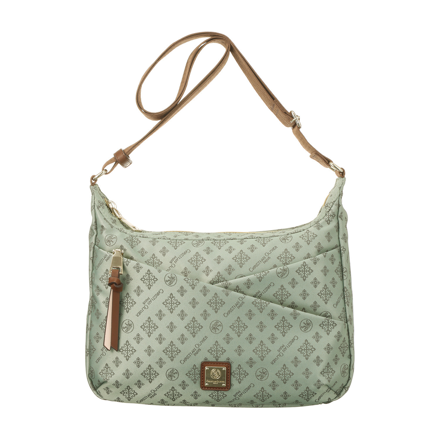 クリスチャン　オリビエ はっ水ジャガード モノグラム柄 クロスポケット 軽量ショルダーバッグ   
