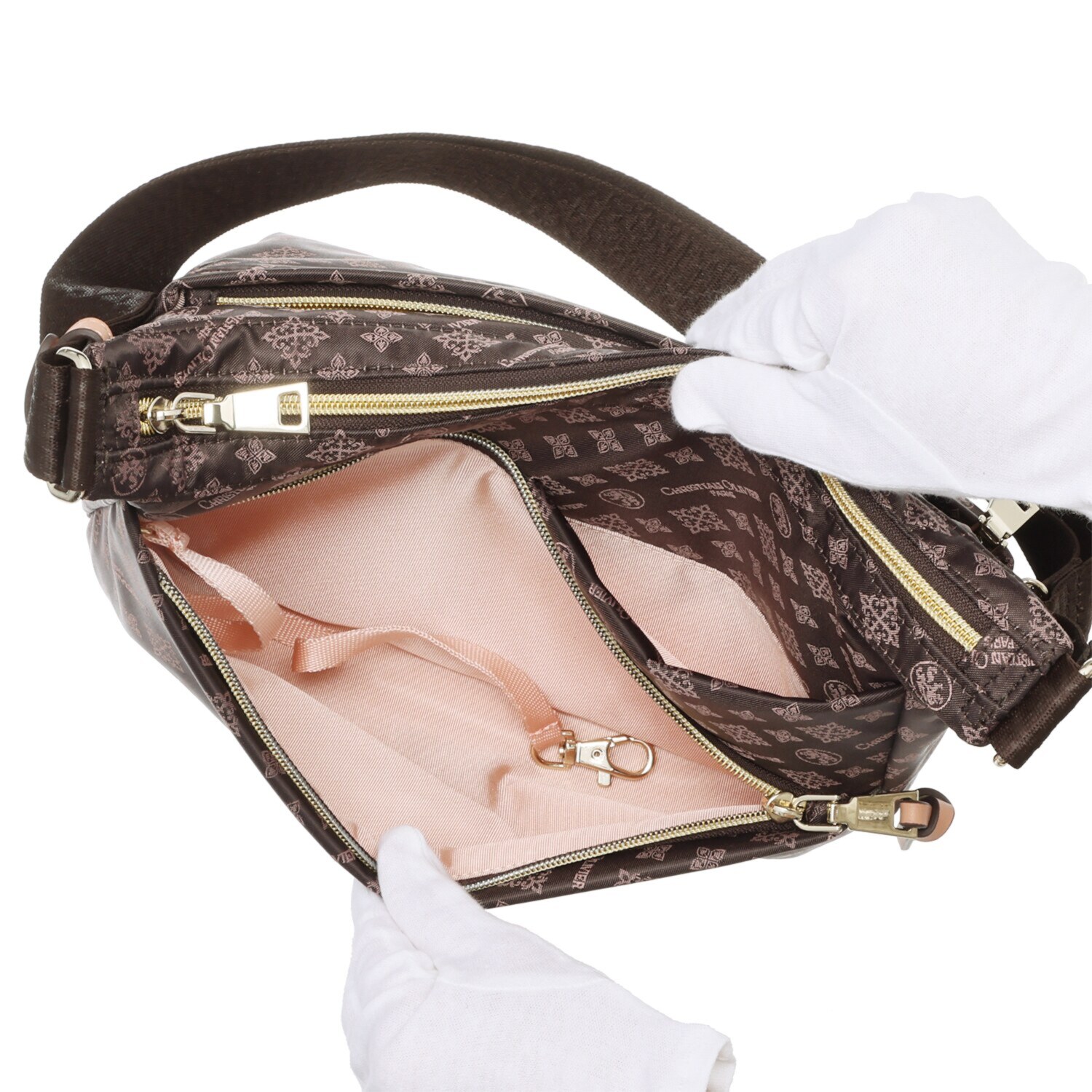 クリスチャン　オリビエ はっ水ジャガード モノグラム柄 クロスポケット 軽量ショルダーバッグ   
