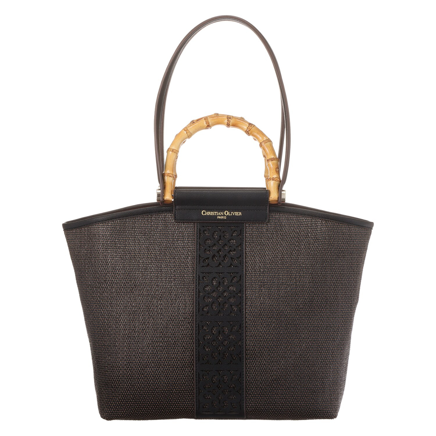 クリスチャン　オリビエ レーザーカットシリーズ バンブーハンドル ２ウェイトートバッグ
