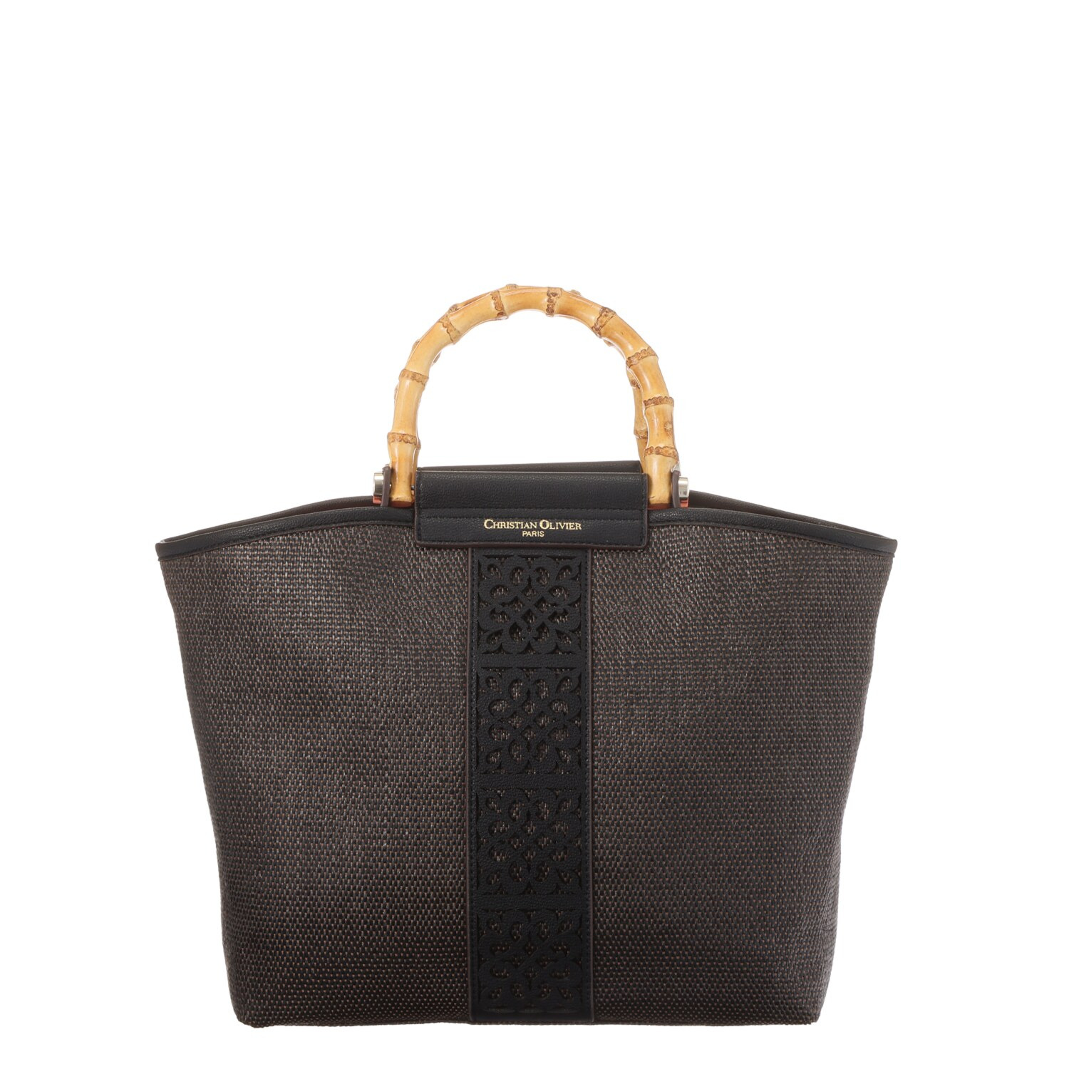 クリスチャン　オリビエ レーザーカットシリーズ バンブーハンドル ２ウェイトートバッグ